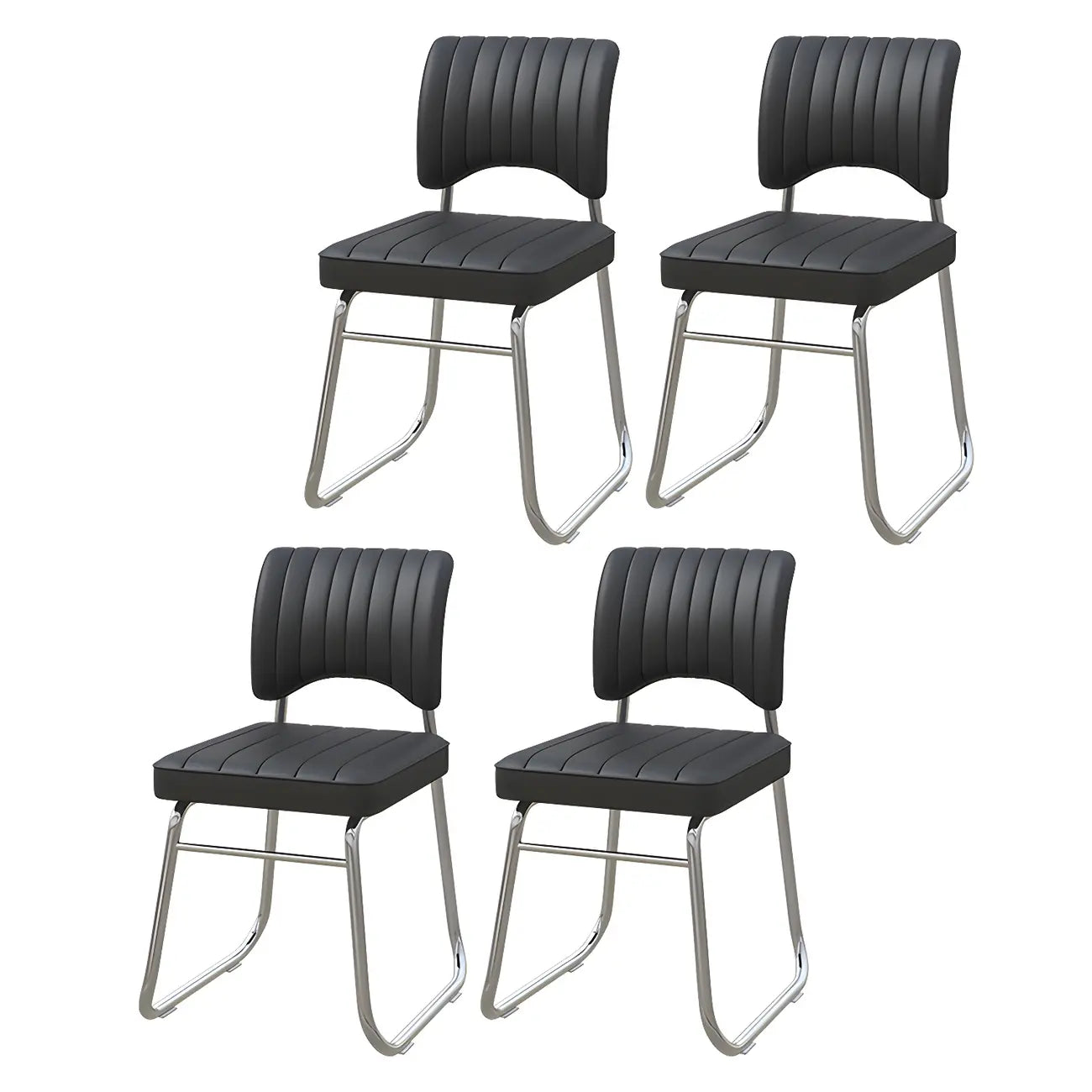 Sedia da ufficio moderna in acciaio nero con rivestimento in pelle