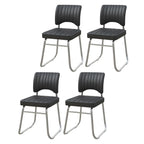 Sedia da ufficio moderna in acciaio nero con rivestimento in pelle