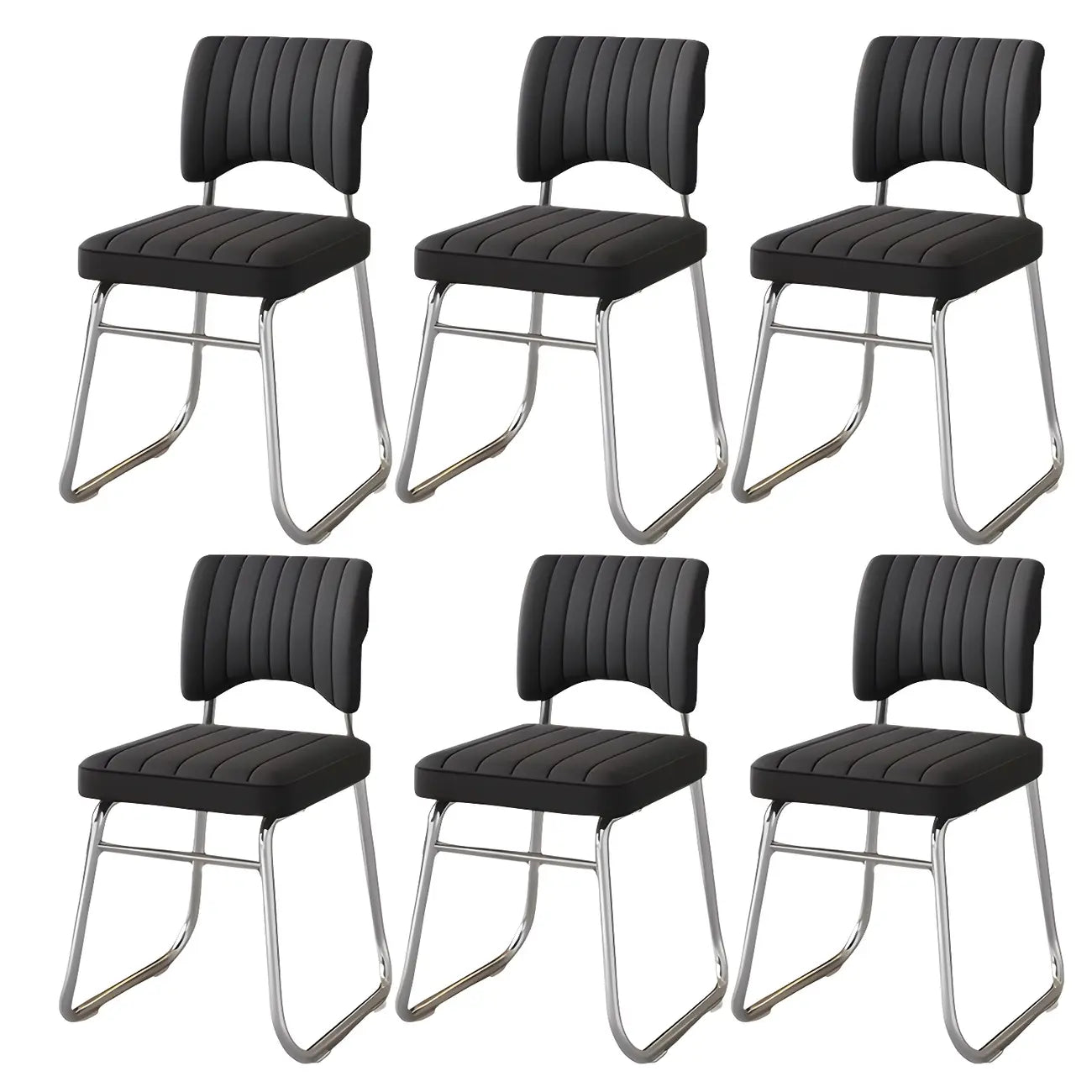 Sedia da ufficio moderna in acciaio nero con rivestimento in pelle
