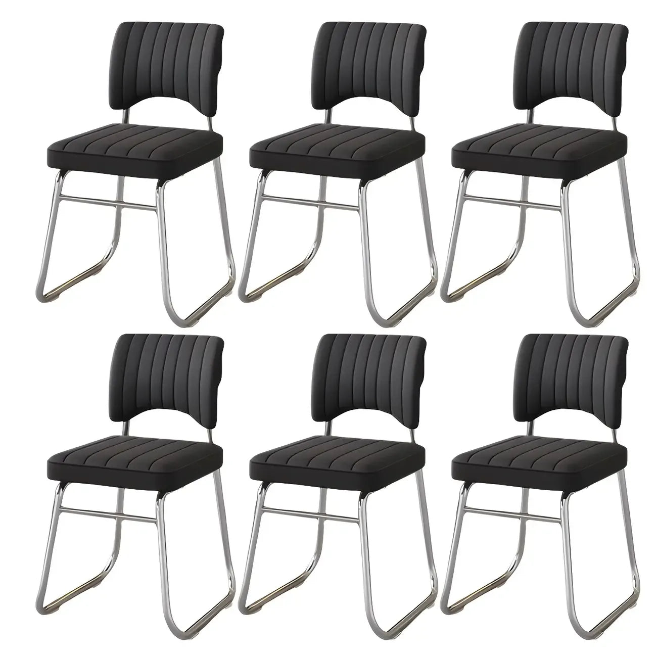 Sedia da ufficio moderna in acciaio nero con rivestimento in pelle