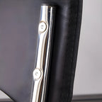 Sedia da ufficio moderna in acciaio nero con rivestimento in pelle