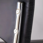 Sedia da ufficio moderna in acciaio nero con rivestimento in pelle