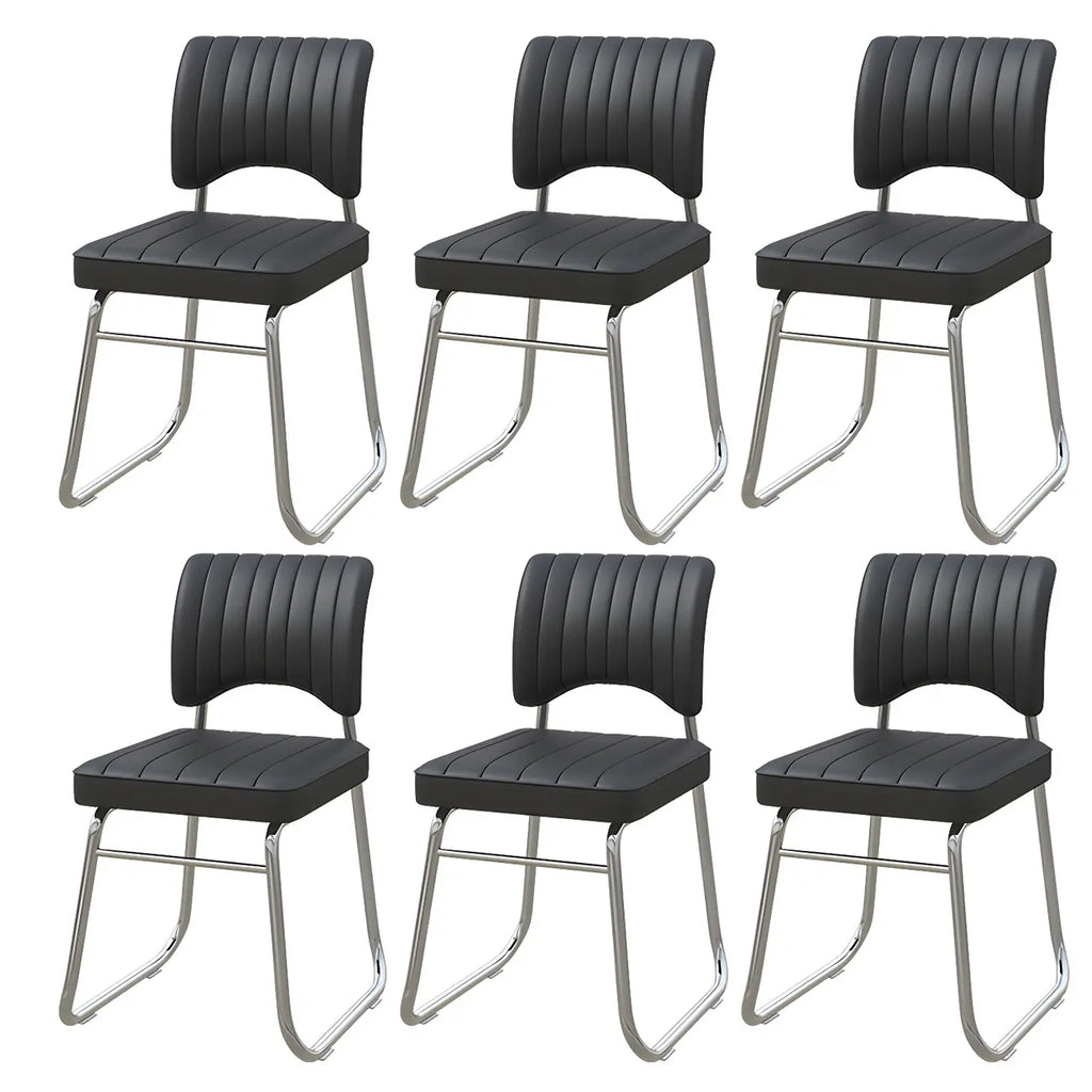 Sedia da ufficio moderna in acciaio nero con rivestimento in pelle