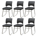 Sedia da ufficio moderna in acciaio nero con rivestimento in pelle