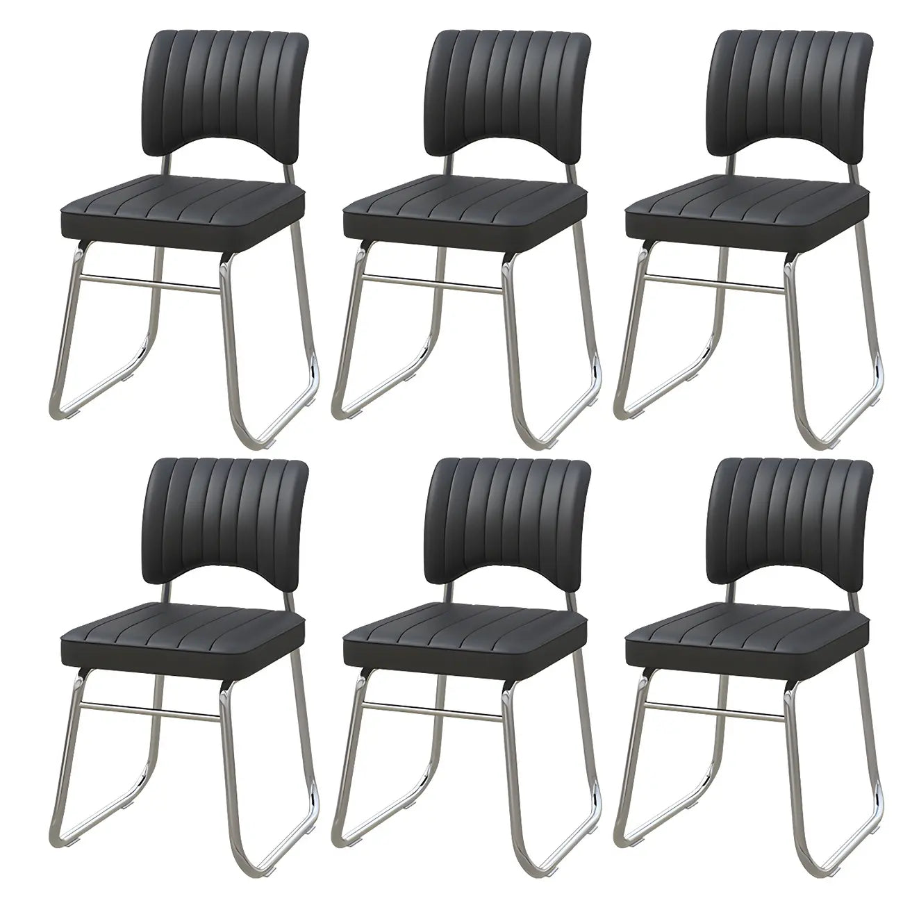 Sedia da ufficio moderna in acciaio nero con rivestimento in pelle