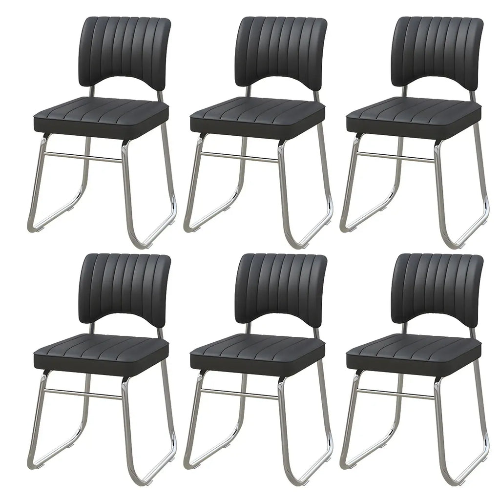 Sedia da ufficio moderna in acciaio nero con rivestimento in pelle