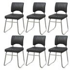 Sedia da ufficio moderna in acciaio nero con rivestimento in pelle