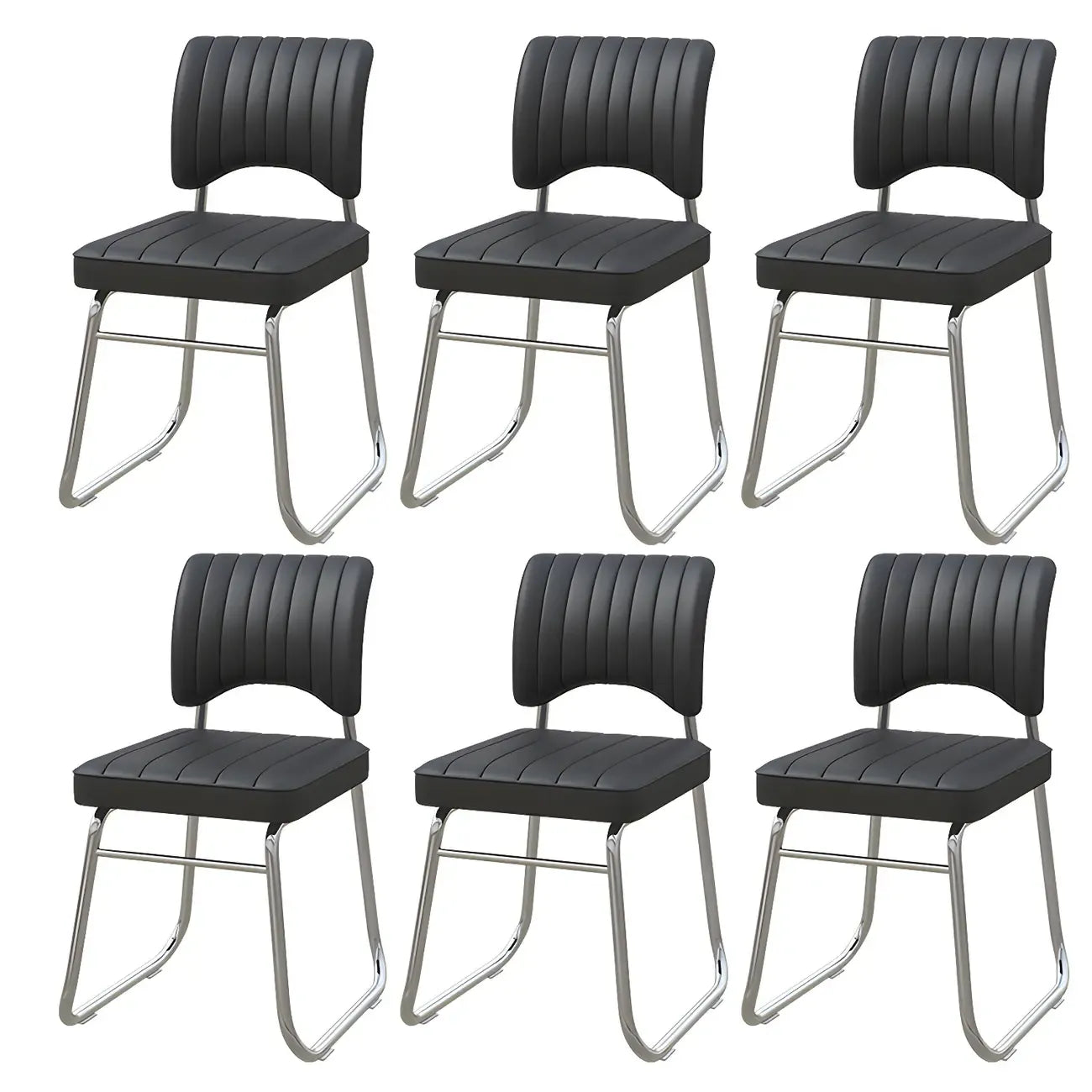 Sedia da ufficio moderna in acciaio nero con rivestimento in pelle