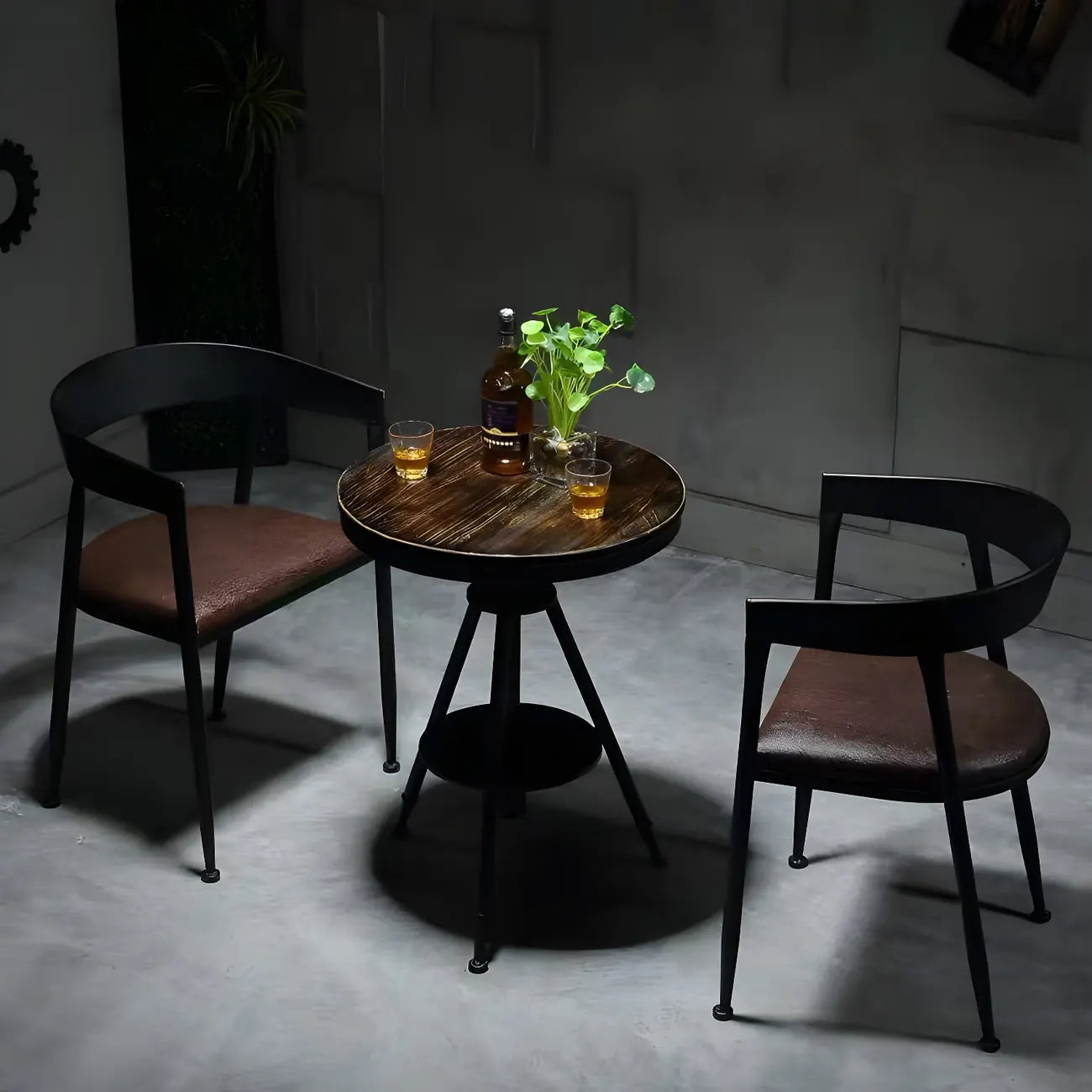 Table de bar industrielle à hauteur réglable, petite taille, plateau en bois