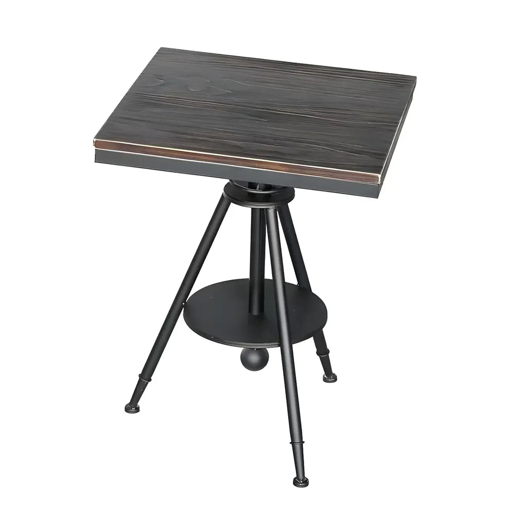 Table de bar industrielle à hauteur réglable, petite taille, plateau en bois