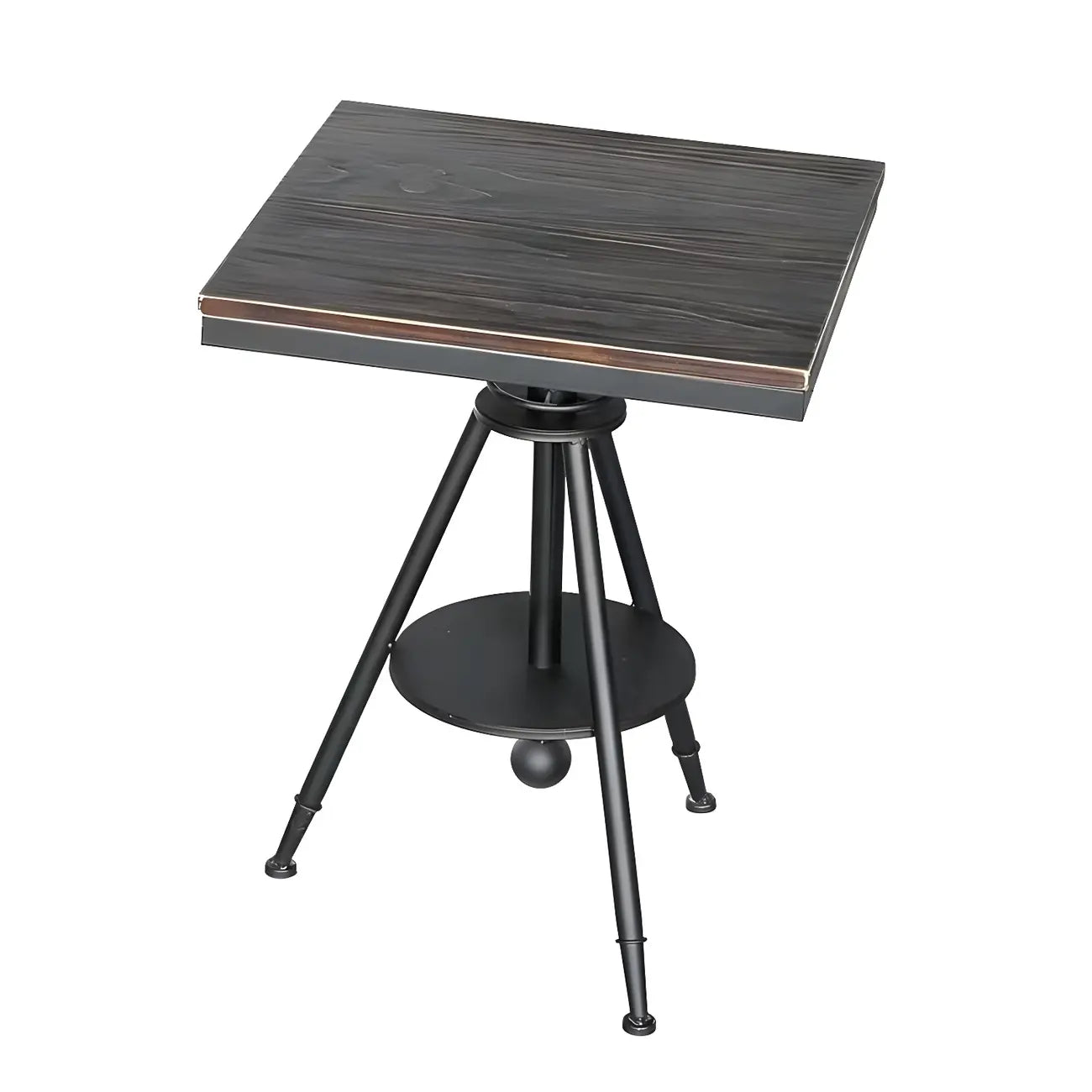 Table de bar industrielle à hauteur réglable, petite taille, plateau en bois