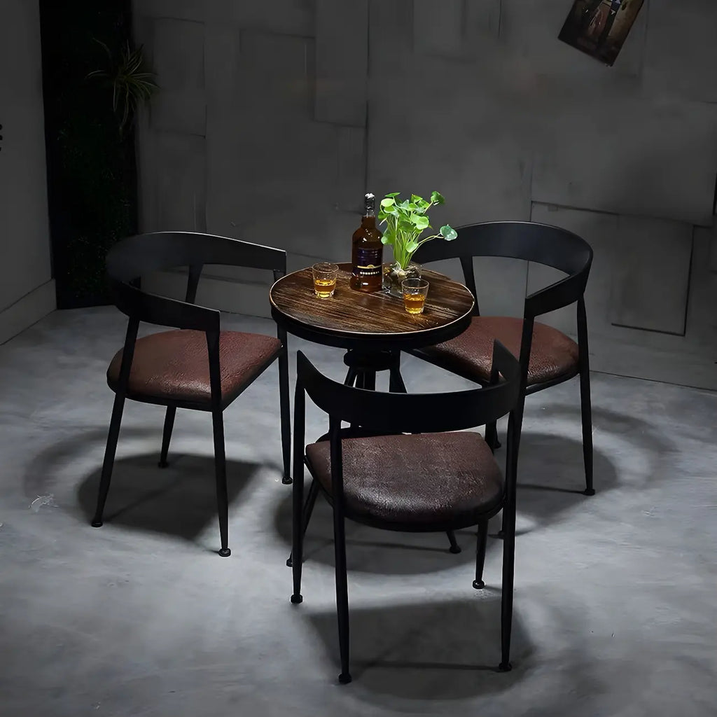 Table de bar industrielle à hauteur réglable, petite taille, plateau en bois