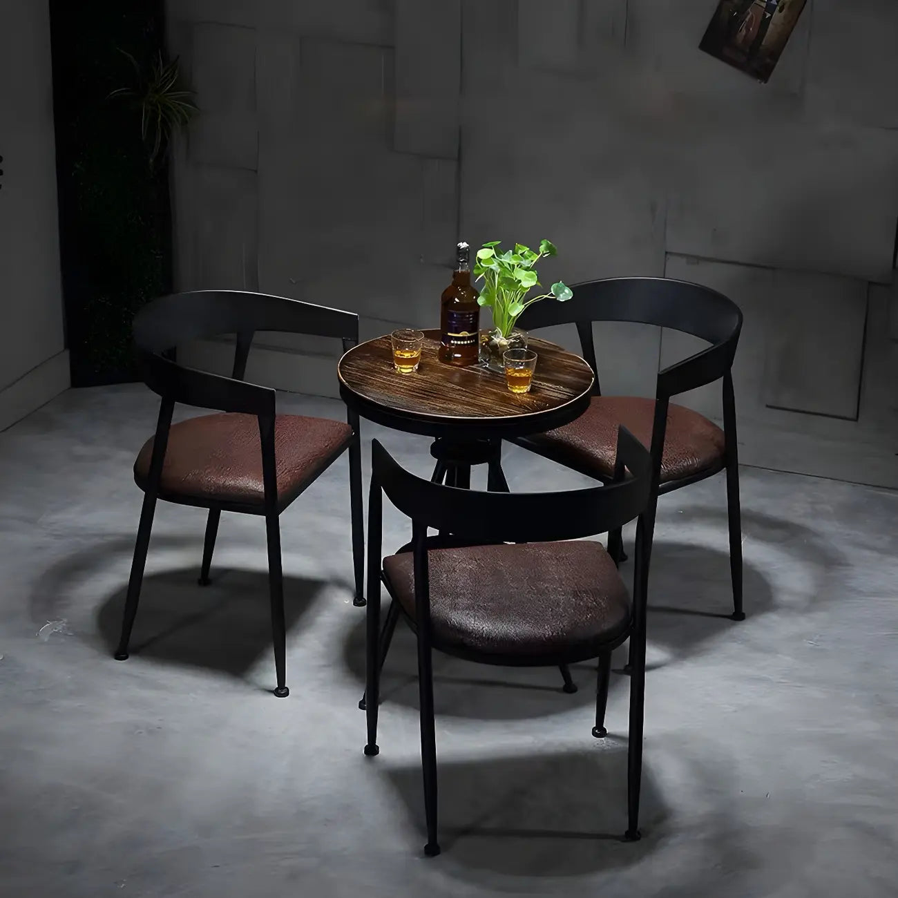 Table de bar industrielle à hauteur réglable, petite taille, plateau en bois