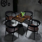 Table de bar industrielle à hauteur réglable, petite taille, plateau en bois