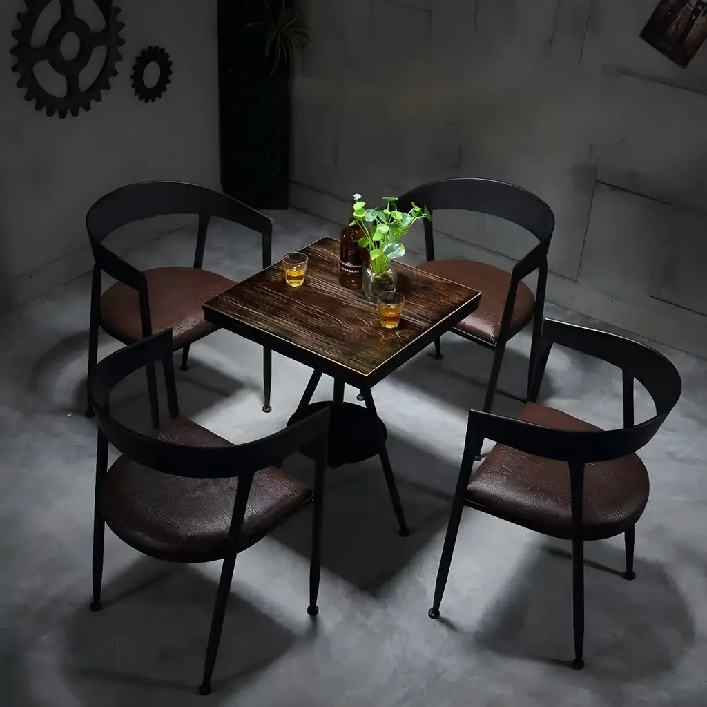 Table de bar industrielle à hauteur réglable, petite taille, plateau en bois