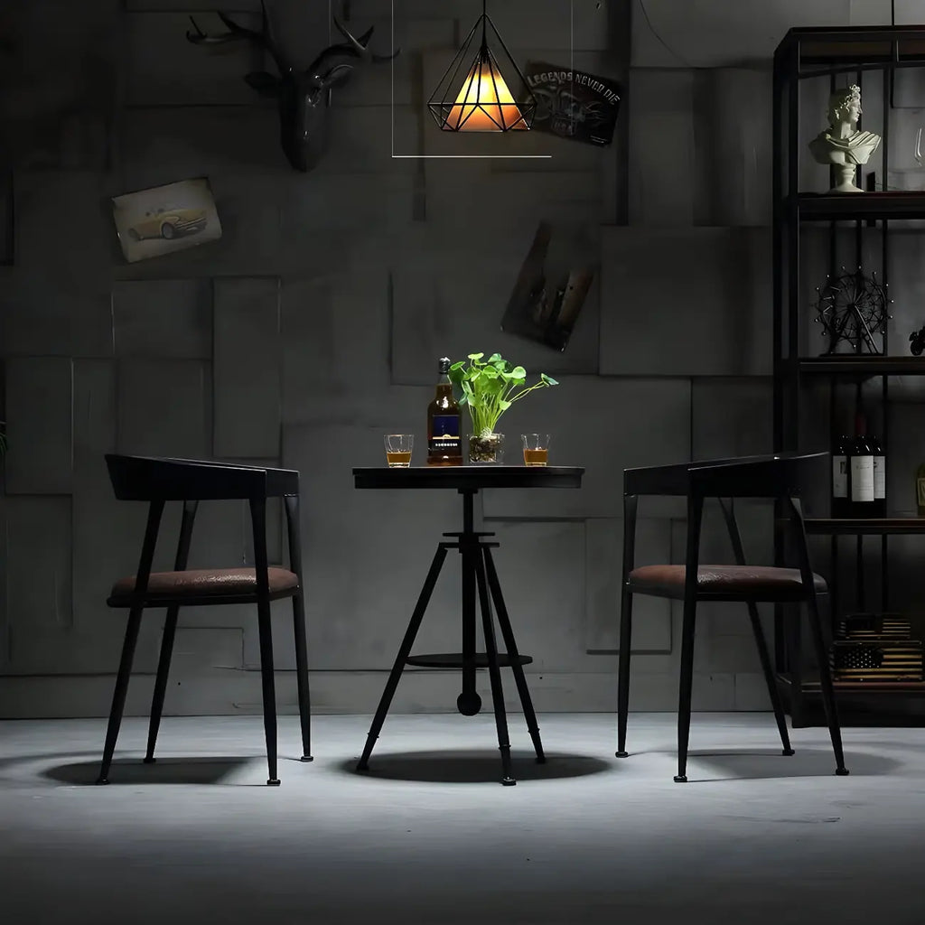 Table de bar industrielle à hauteur réglable, petite taille, plateau en bois
