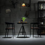 Table de bar industrielle à hauteur réglable, petite taille, plateau en bois
