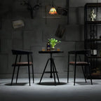 Table de bar industrielle à hauteur réglable, petite taille, plateau en bois