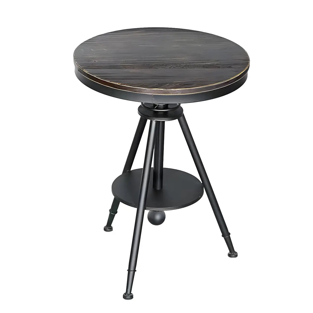 Table de bar industrielle à hauteur réglable, petite taille, plateau en bois