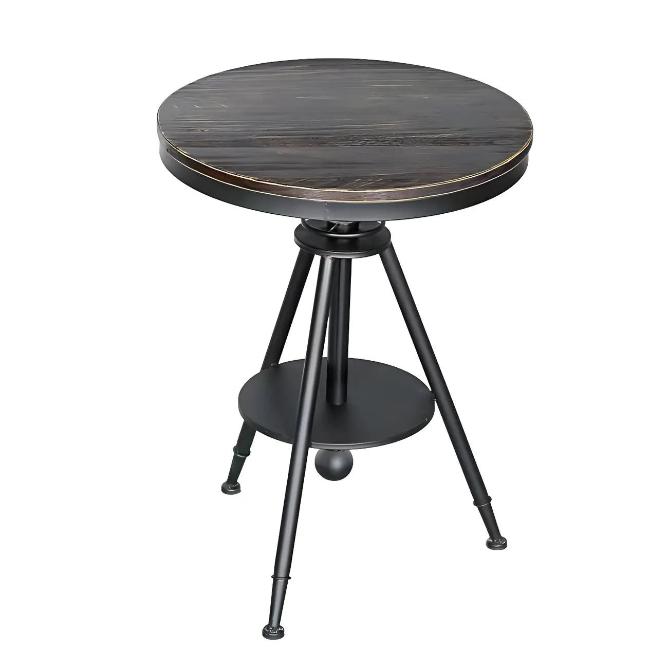Table de bar industrielle à hauteur réglable, petite taille, plateau en bois