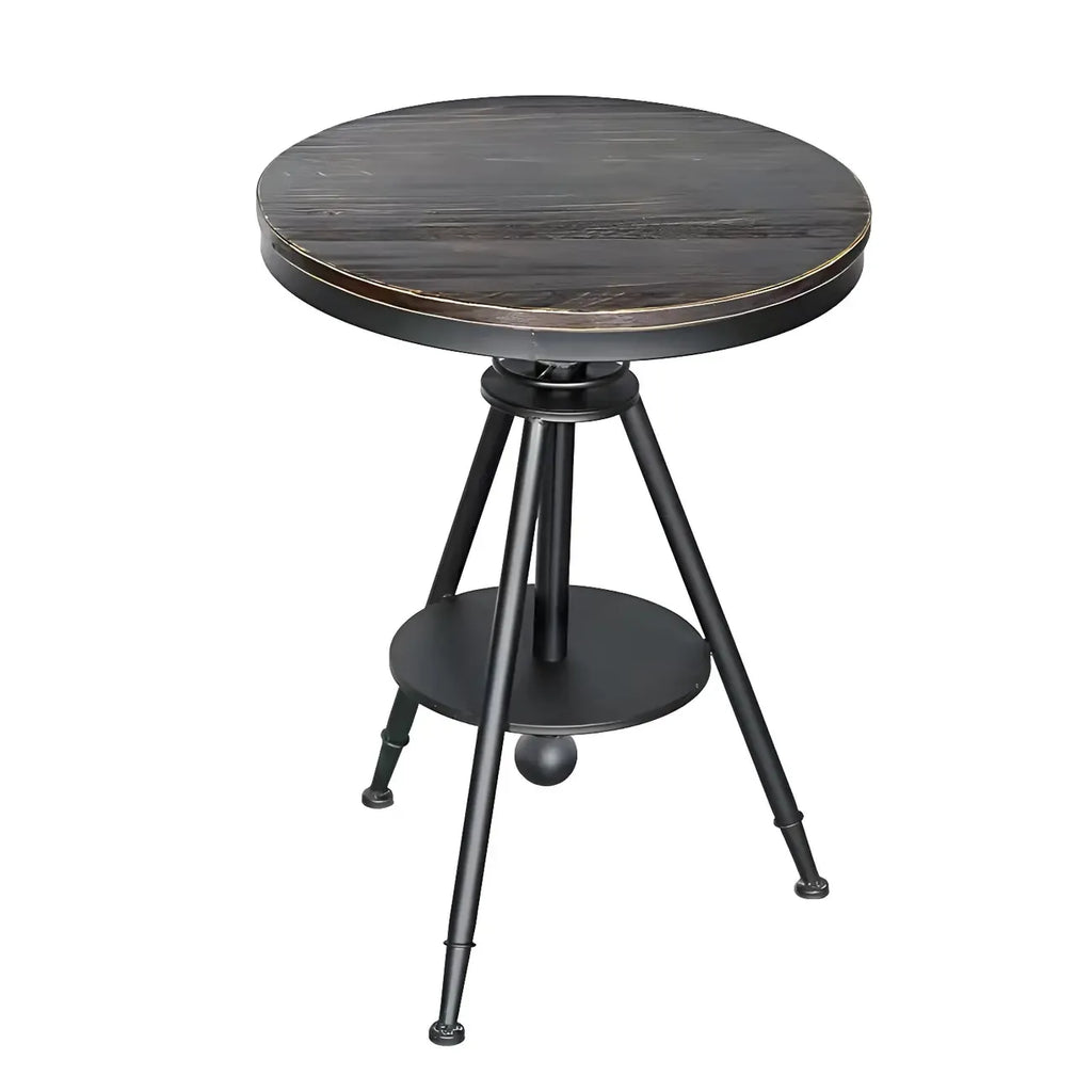 Table de bar industrielle à hauteur réglable, petite taille, plateau en bois