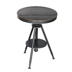 Table de bar industrielle à hauteur réglable, petite taille, plateau en bois