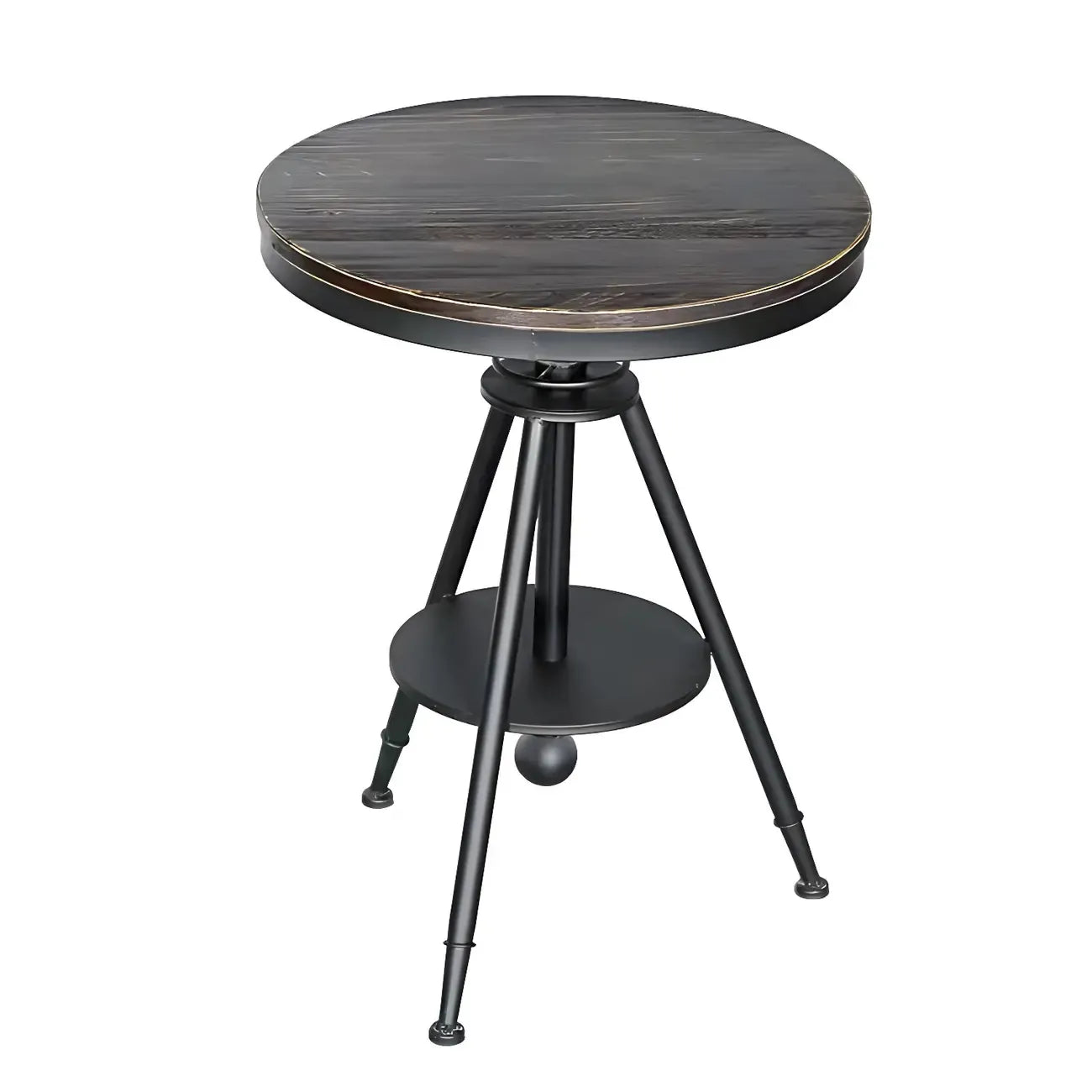 Table de bar industrielle à hauteur réglable, petite taille, plateau en bois