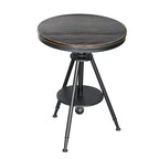 Table de bar industrielle à hauteur réglable, petite taille, plateau en bois