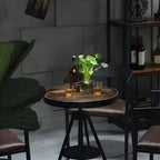 Table de bar industrielle à hauteur réglable, petite taille, plateau en bois