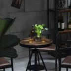 Table de bar industrielle à hauteur réglable, petite taille, plateau en bois