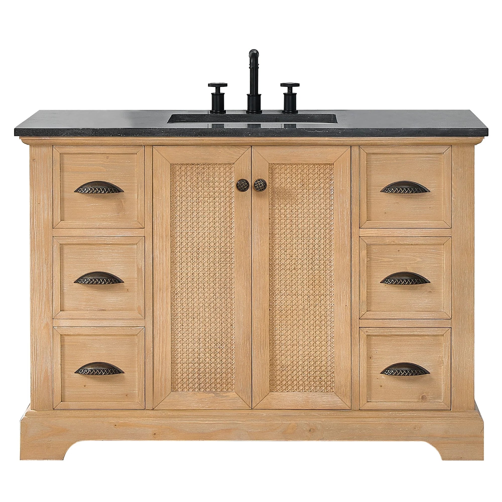Meuble-lavabo Hervas avec plateau en marbre naturel, sans miroir.