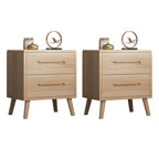 Comodino scandinavo in legno a 2 cassetti