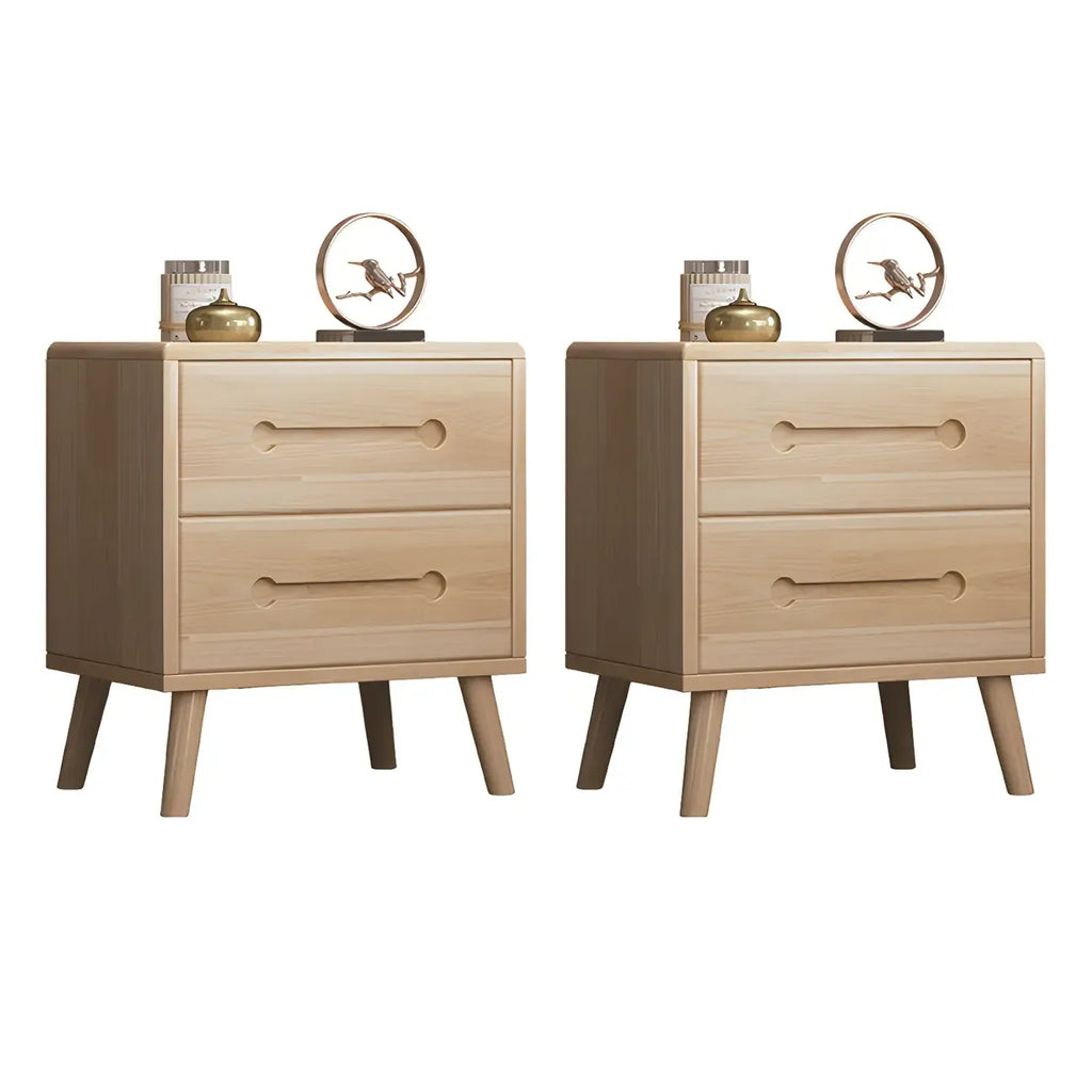 Comodino scandinavo in legno a 2 cassetti