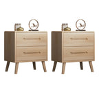 Comodino scandinavo in legno a 2 cassetti