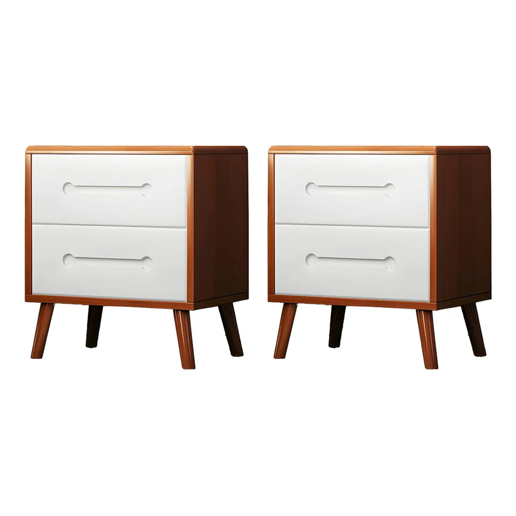Comodino scandinavo in legno a 2 cassetti