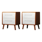 Comodino scandinavo in legno a 2 cassetti