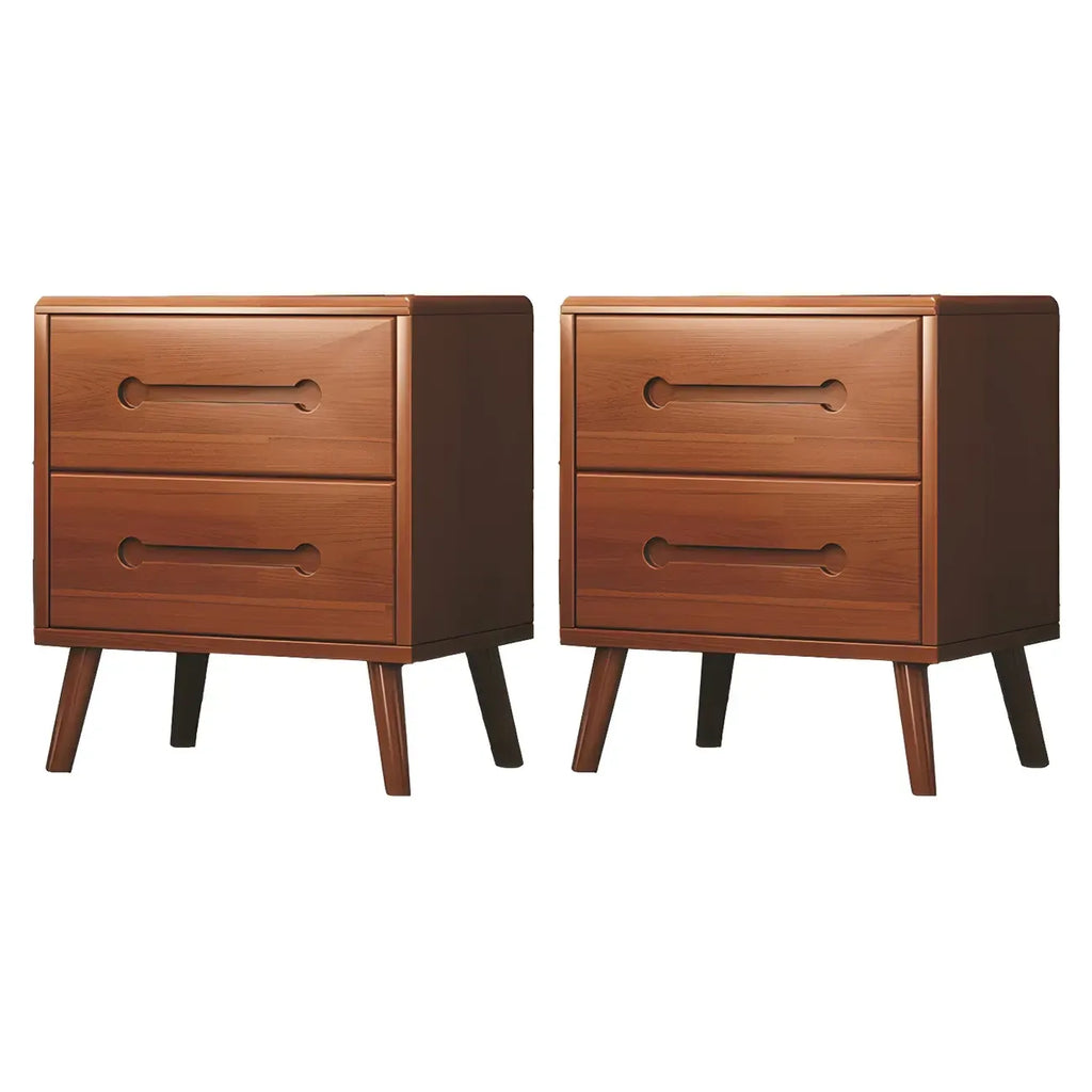 Comodino scandinavo in legno a 2 cassetti