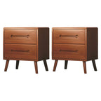 Comodino scandinavo in legno a 2 cassetti
