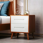 Comodino scandinavo in legno a 2 cassetti