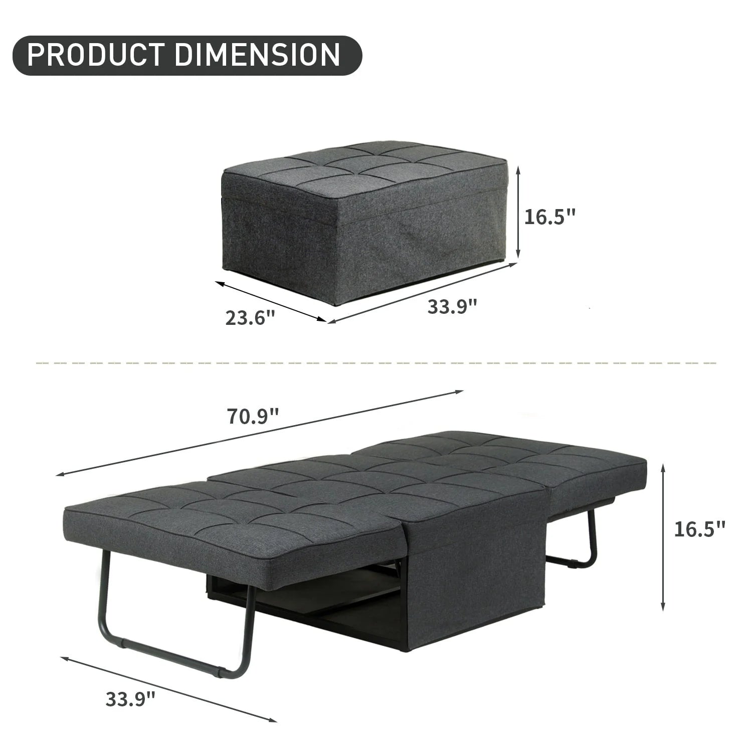 Canapé convertible Lit d'appoint Fauteuil-lit Canapé pliant Pouf Fauteuils inclinables pour le salon
