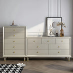Commodes et chiffonniers élégants en bois blanc cassé avec tiroirs