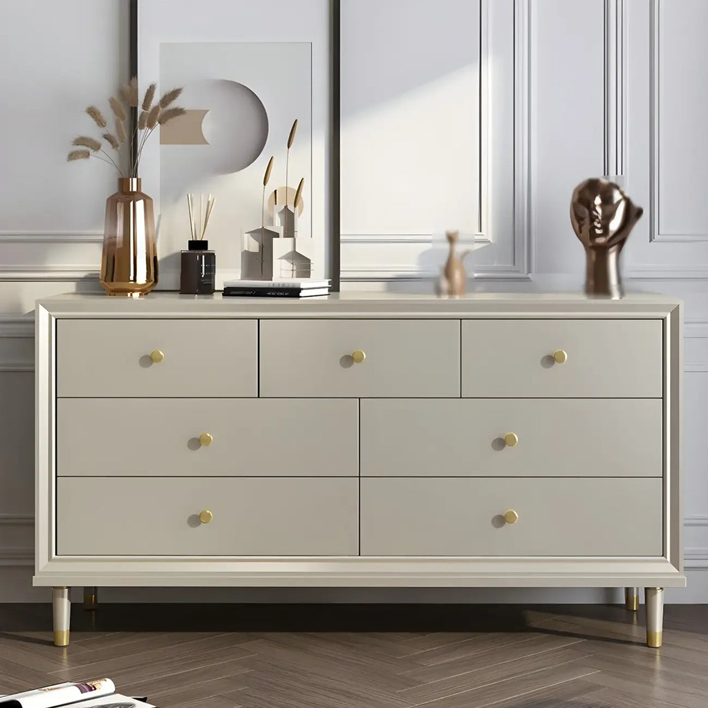 Commodes et chiffonniers élégants en bois blanc cassé avec tiroirs
