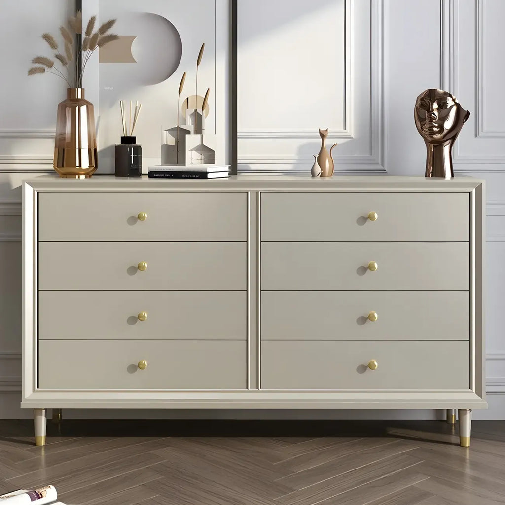 Commodes et chiffonniers élégants en bois blanc cassé avec tiroirs
