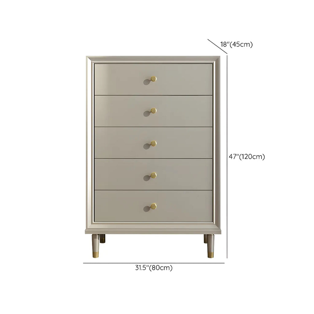 Commodes et chiffonniers élégants en bois blanc cassé avec tiroirs