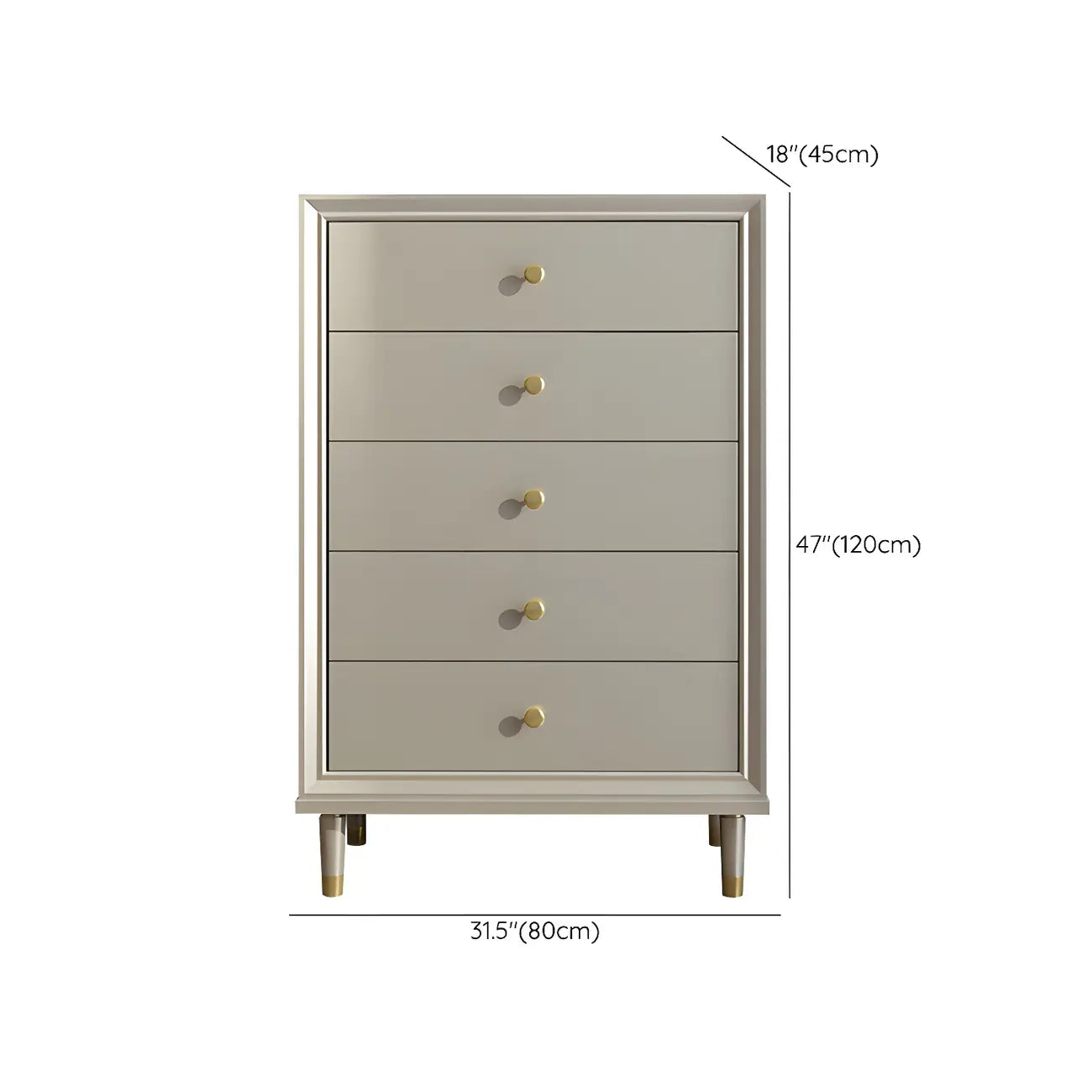 Commodes et chiffonniers élégants en bois blanc cassé avec tiroirs