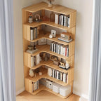 Bibliothèque d'angle en bois composite à 6 étagères