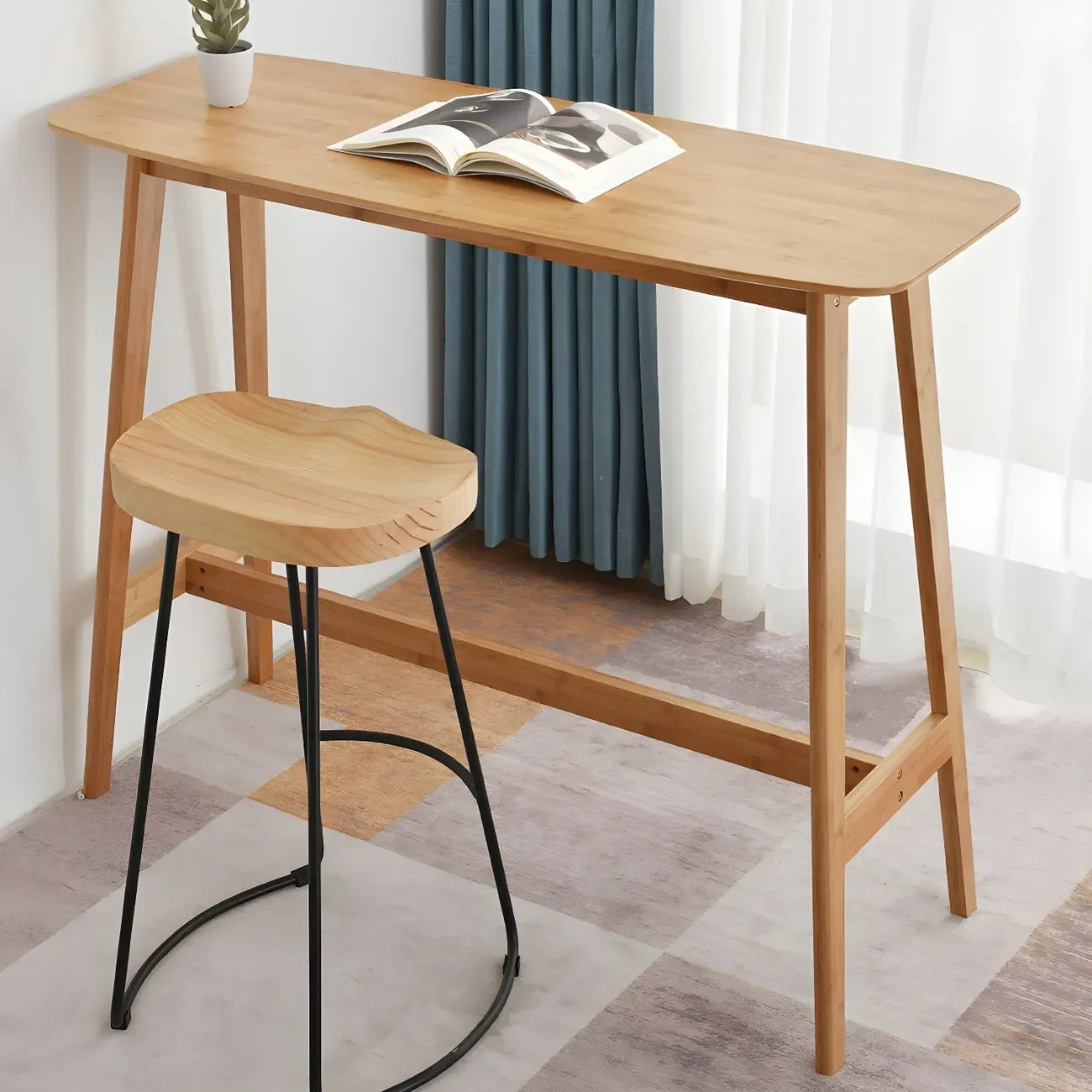 Table de bar moderne en bambou naturel