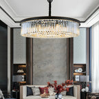 Lustre cylindrique moderne en cristal, hauteur réglable