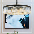 Lustre cylindrique moderne en cristal, hauteur réglable