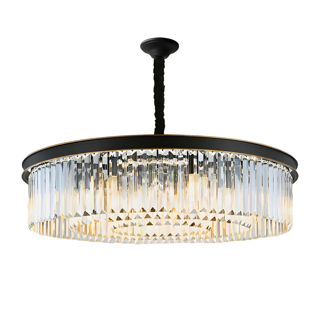 Lustre cylindrique moderne en cristal, hauteur réglable